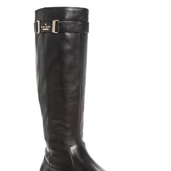 KATE SPADE Ronnie Black Leather Knee High Boots Size 6 1/2 - Picture 3 of 10